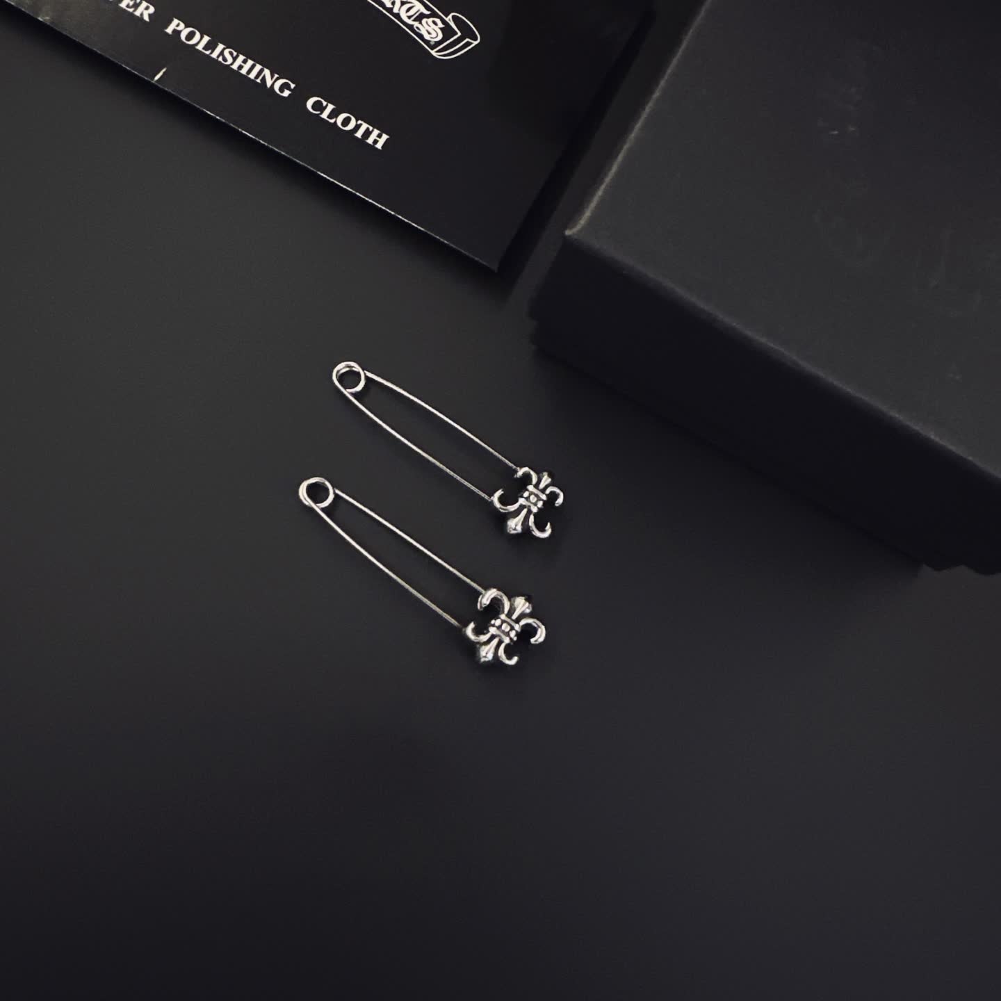Chrome Hearts Silver Safety Pins with Fleur-de-lis Design